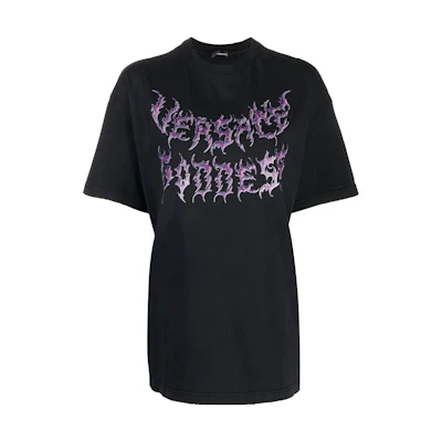 (Women) VERSACE SS23 Black Crewneck Short Sleeve T-Shirt 1009548-1A07261-1B000