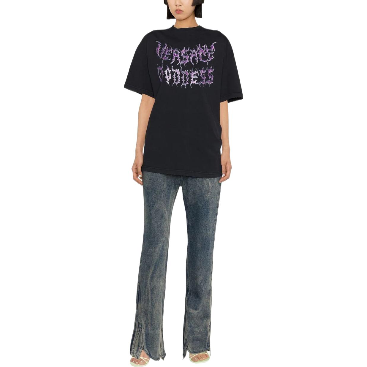 (Women) VERSACE SS23  Black Crewneck Short Sleeve T-Shirt 1009548-1A07261-1B000 圖 3