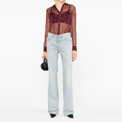 (W) VERSACE SS23 黑色透視印花logo紐扣襯衫 1008228-1A07274-5BA50 Lookbook (W) VERSACE SS23 黑色透視印花logo紐扣襯衫 1008228-1A07274-5BA50