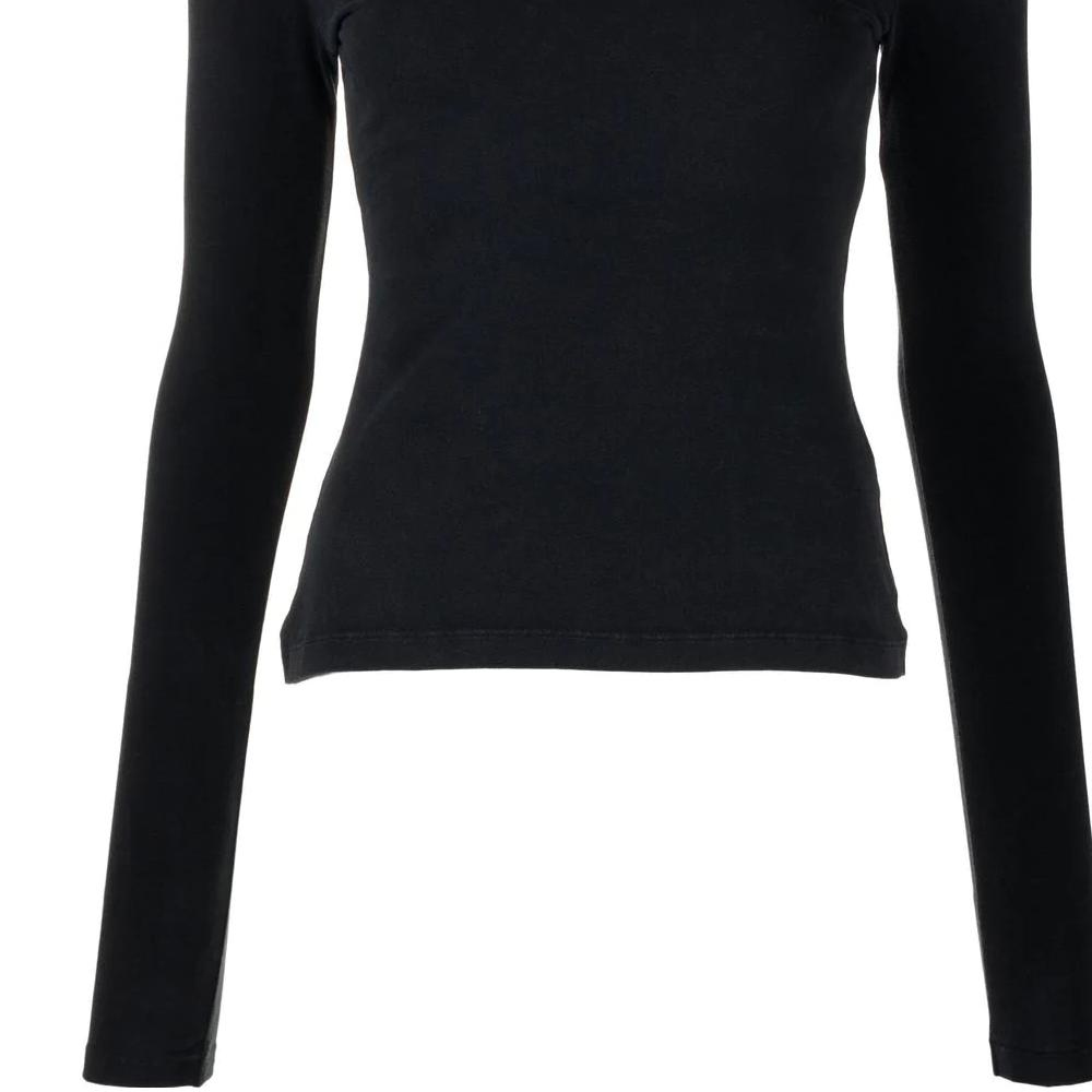 (Women) VERSACE SS23  Black Slim-Fit Logo Print Crew Neck Long Sleeve T-Shirt 1008002-1A06534-2B110 圖 7