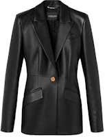 (Women) VERSACE SS23 Black Solid Single-Button Long-Sleeve Blazer Jacket. 1011413-1A08347-1B000 (Women) VERSACE SS23 Black Solid Single-Button Long-Sleeve Blazer Jacket. 1011413-1A08347-1B000