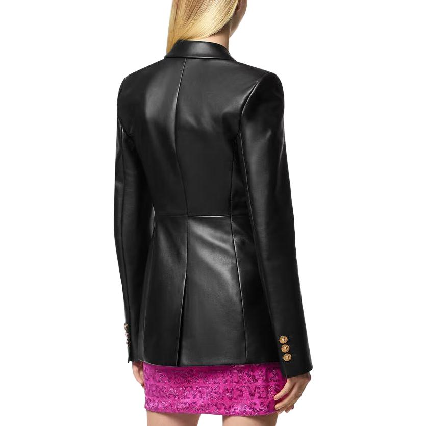 Purchase (W) 베르사체 SS23 블랙 솔리드 싱글버튼 롱슬리브 블레이저 재킷. 1011413-1A08347-1B000