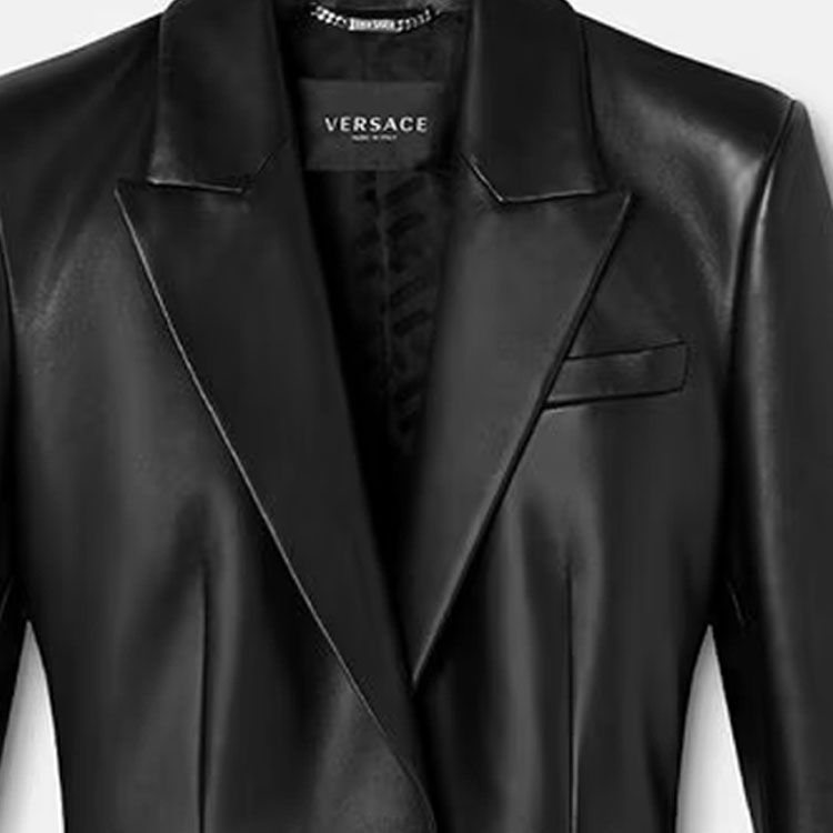 Details for (W) 베르사체 SS23 블랙 솔리드 싱글버튼 롱슬리브 블레이저 재킷. 1011413-1A08347-1B000