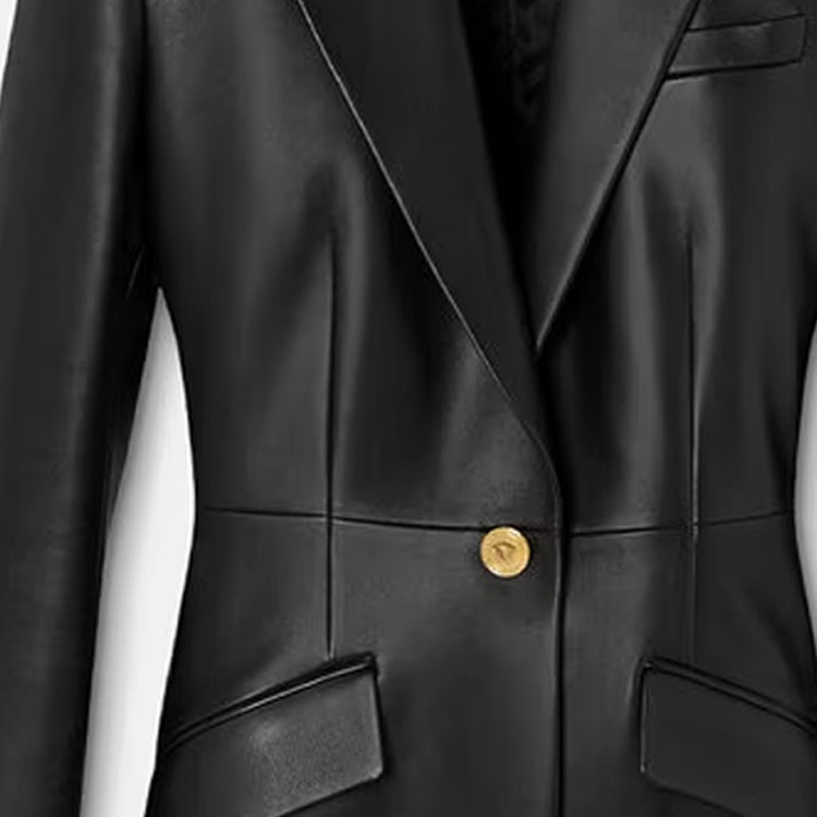 Sizing (W) 베르사체 SS23 블랙 솔리드 싱글버튼 롱슬리브 블레이저 재킷. 1011413-1A08347-1B000