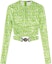 Buy (W) VERSACE SS23 Top Lengan Panjang Crop Hijau dengan Cetakan Logo Silang. 1008267-1A06579-5G300