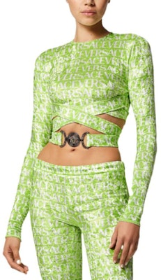 (W) VERSACE SS23 Top Lengan Panjang Crop Hijau dengan Cetakan Logo Silang. 1008267-1A06579-5G300 Shop (W) VERSACE SS23 Top Lengan Panjang Crop Hijau dengan Cetakan Logo Silang. 1008267-1A06579-5G300