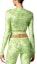 Purchase (W) VERSACE SS23 Top Lengan Panjang Crop Hijau dengan Cetakan Logo Silang. 1008267-1A06579-5G300