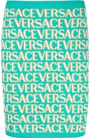 (Women) VERSACE SS23 Logo Print Knit Mini Skirt Blue Green 1011220-1A07960-5V540 (Women) VERSACE SS23 Logo Print Knit Mini Skirt Blue Green 1011220-1A07960-5V540