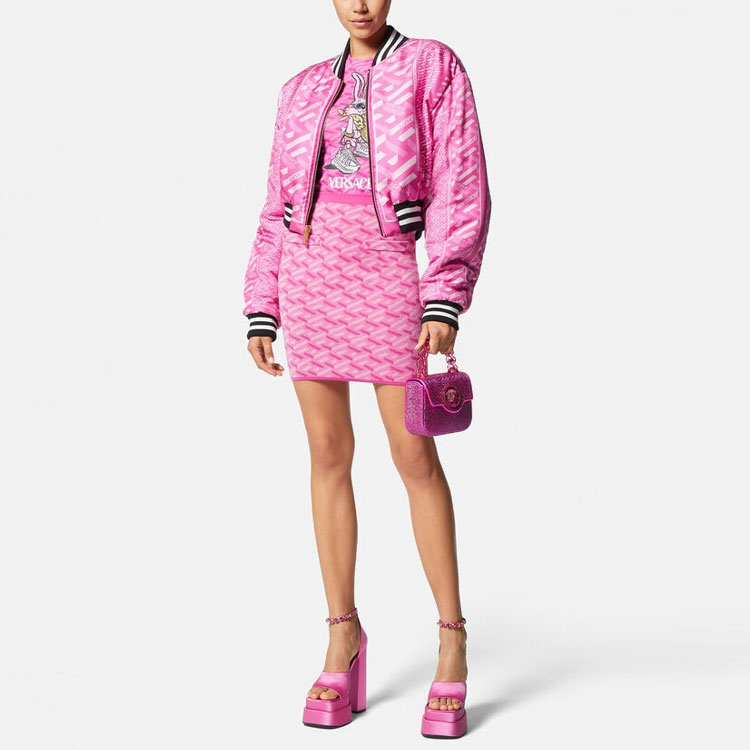 (Women) VERSACE SS23  Pink Cartoon Bunny Logo Print Short Sleeve T-Shirt. 1009270-1A06686-5P780 圖 3