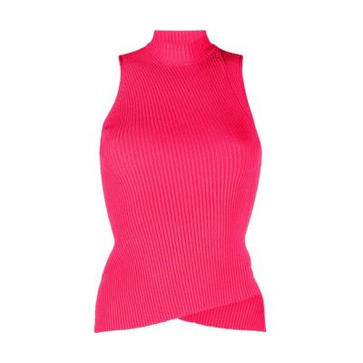 (Women) VERSACE SS23 Solid Color Sleeveless Knit Pullover - Pink. 1009833-1A07082-1PM60