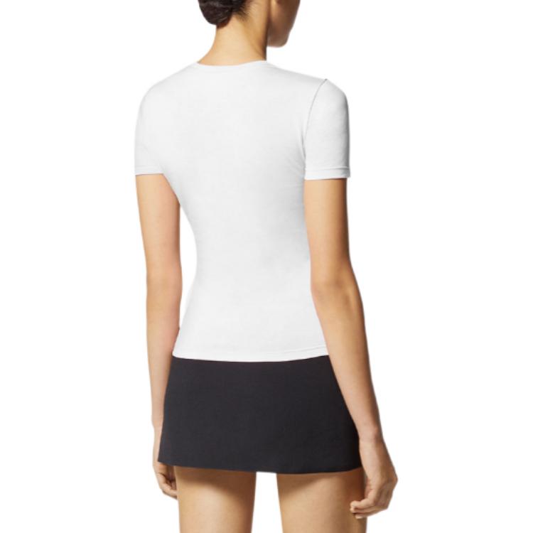 (Women) VERSACE SS23 Crystal Embellished Logo White Round Neck T-Shirt for Women. 1009199-1A06207-1W000 圖 4