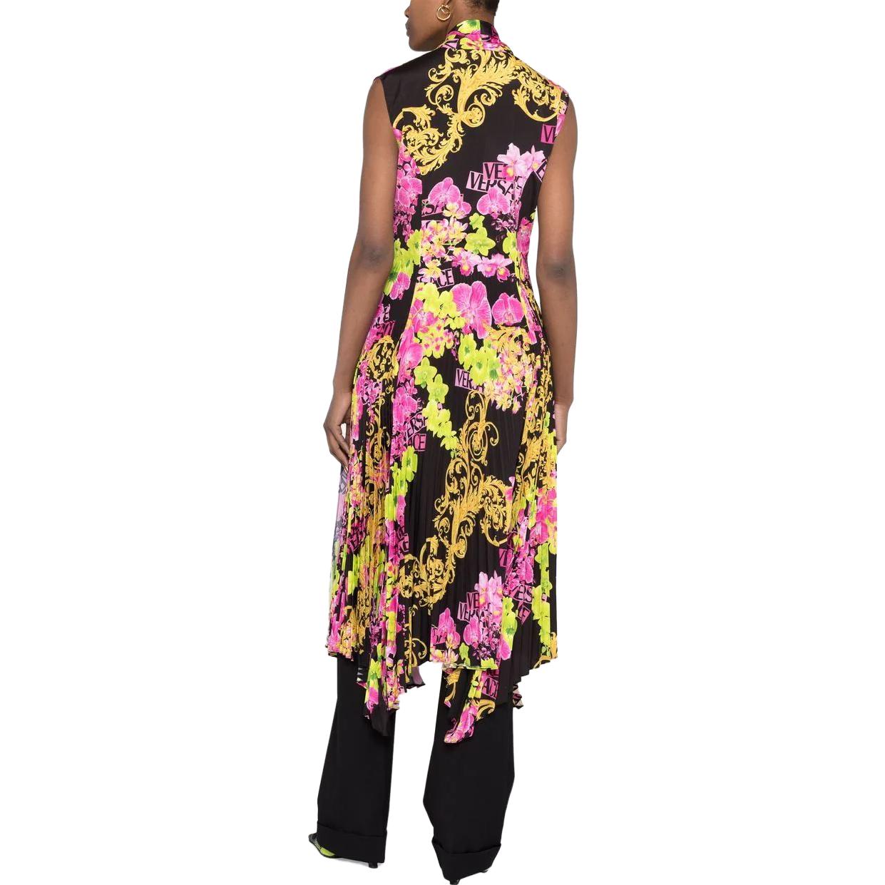 Shop (W) 베르사체 SS23 플로럴 프린트 플리츠 민소매 드레스 멀티컬러. 10091491-A06641-5B100