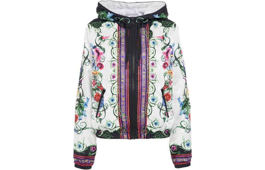 (Women) VERSACE SS23 Floral Satin Hooded Bomber Jacket  Multicolor 74HAS40-1CQS52-31G03
