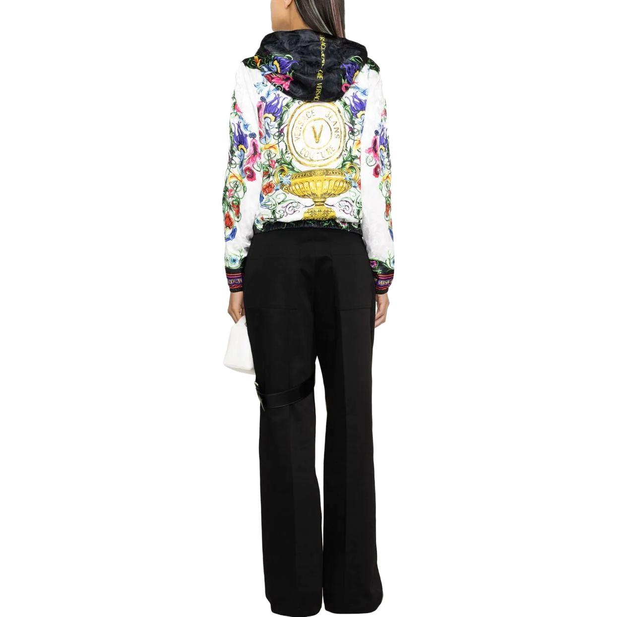 Shop (Women) VERSACE SS23 Floral Satin Hooded Bomber Jacket  Multicolor 74HAS40-1CQS52-31G03