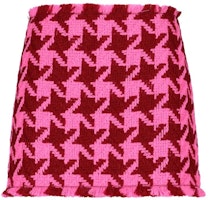 (Women) VERSACE SS23 Houndstooth Print Fringed Mini Skirt Pink - Casual Skirt 1006885-1A05324-2R660 (Women) VERSACE SS23 Houndstooth Print Fringed Mini Skirt Pink - Casual Skirt 1006885-1A05324-2R660