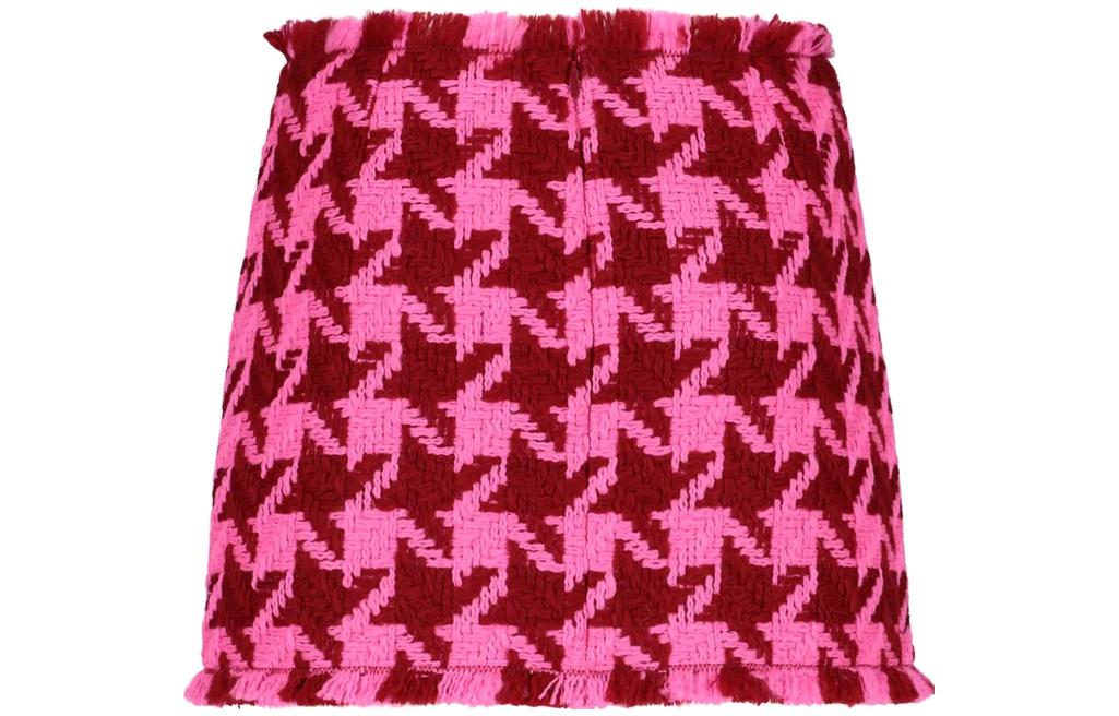 Lookbook (W) ヴェルサーチ SS23 千鳥格子プリント フリンジ付きミニスカート ピンク - カジュアルスカート 1006885-1A05324-2R660