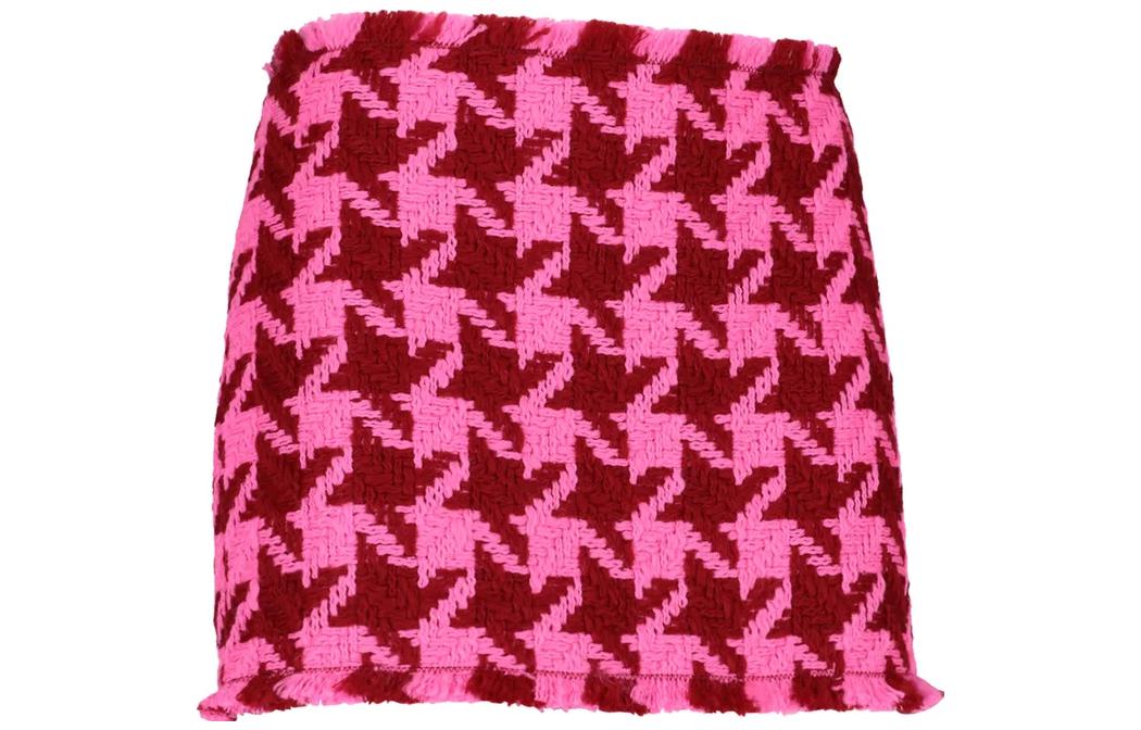 Shop (W) ヴェルサーチ SS23 千鳥格子プリント フリンジ付きミニスカート ピンク - カジュアルスカート 1006885-1A05324-2R660