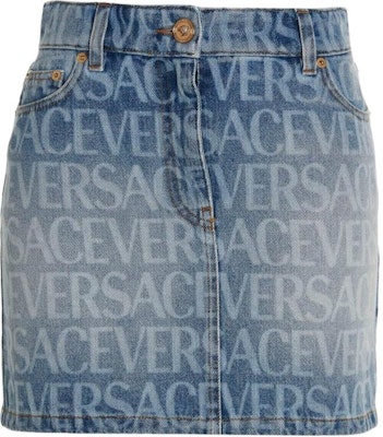 (W) ヴェルサーチ SS23 レタープリント デニムミニスカート ジッパー&ボタン仕様 レディース 1009171-1A06237-1D190 Buy (W) ヴェルサーチ SS23 レタープリント デニムミニスカート ジッパー&ボタン仕様 レディース 1009171-1A06237-1D190