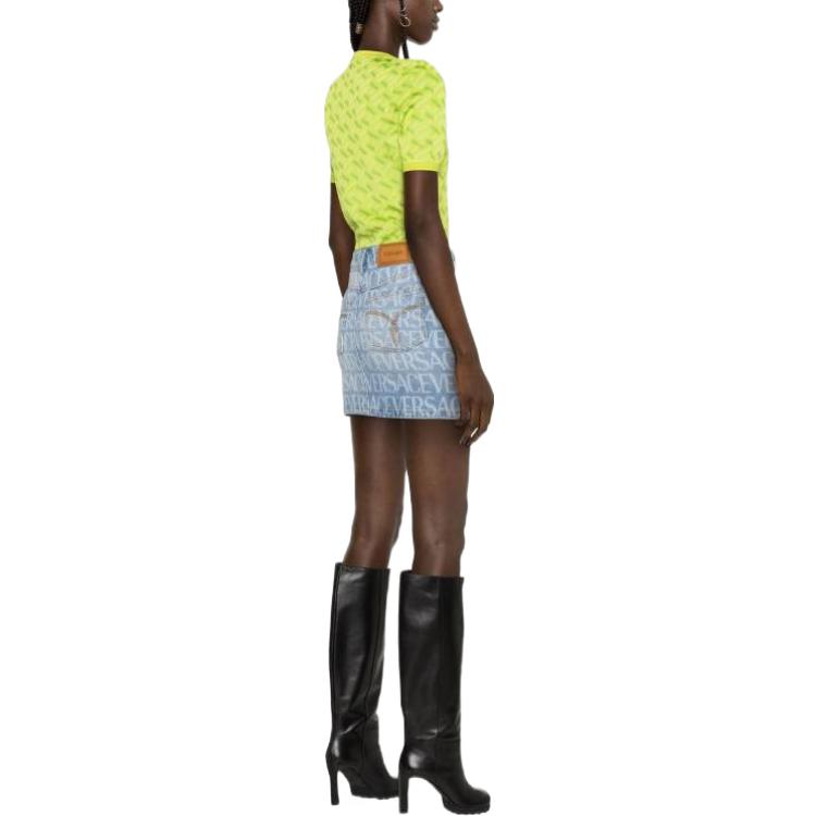 Purchase (W) ヴェルサーチ SS23 レタープリント デニムミニスカート ジッパー&ボタン仕様 レディース 1009171-1A06237-1D190