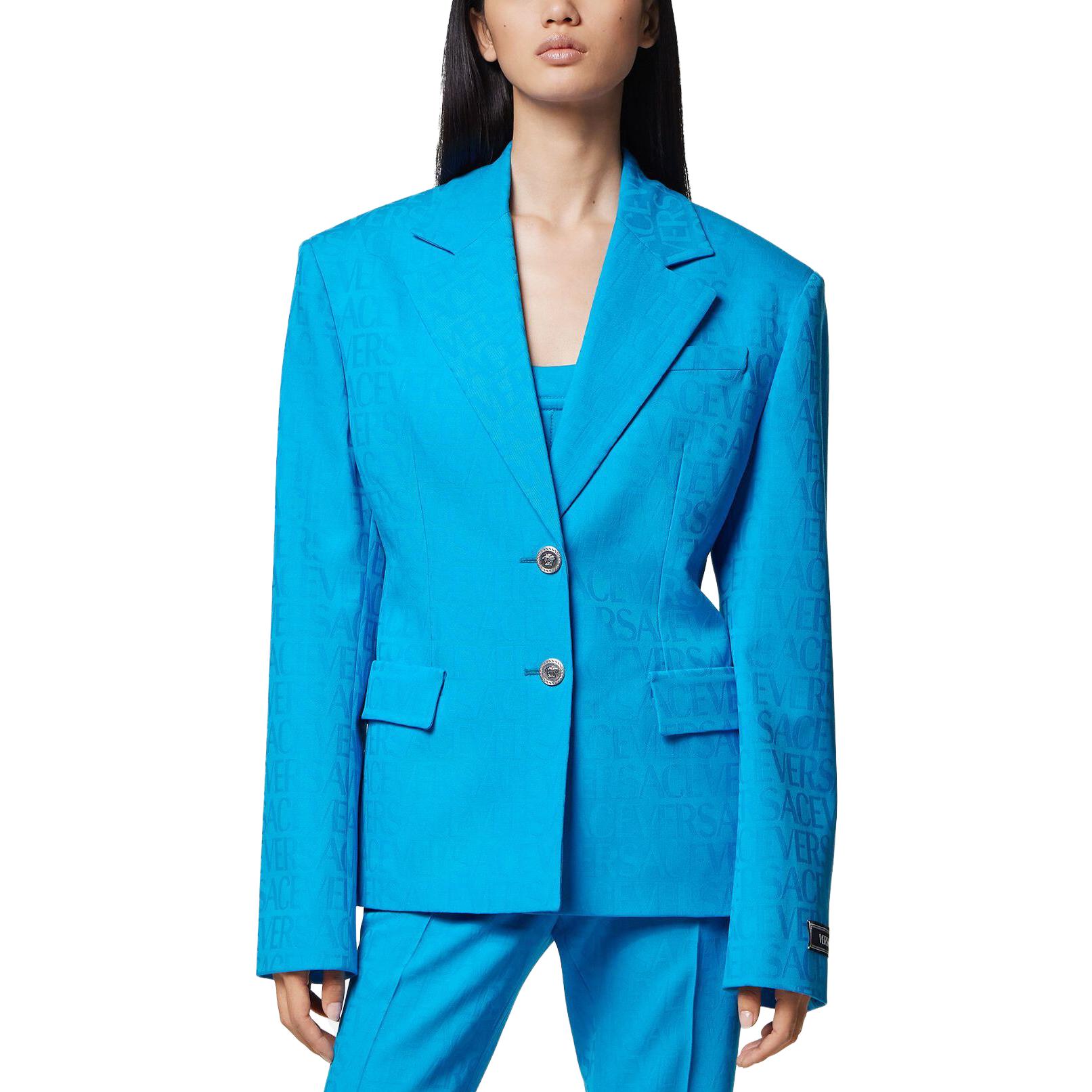 Shop (W) 베르사체 SS23 모노그램 싱글 브레스트 블레이저 블루 1011286-1A08198-1VB70