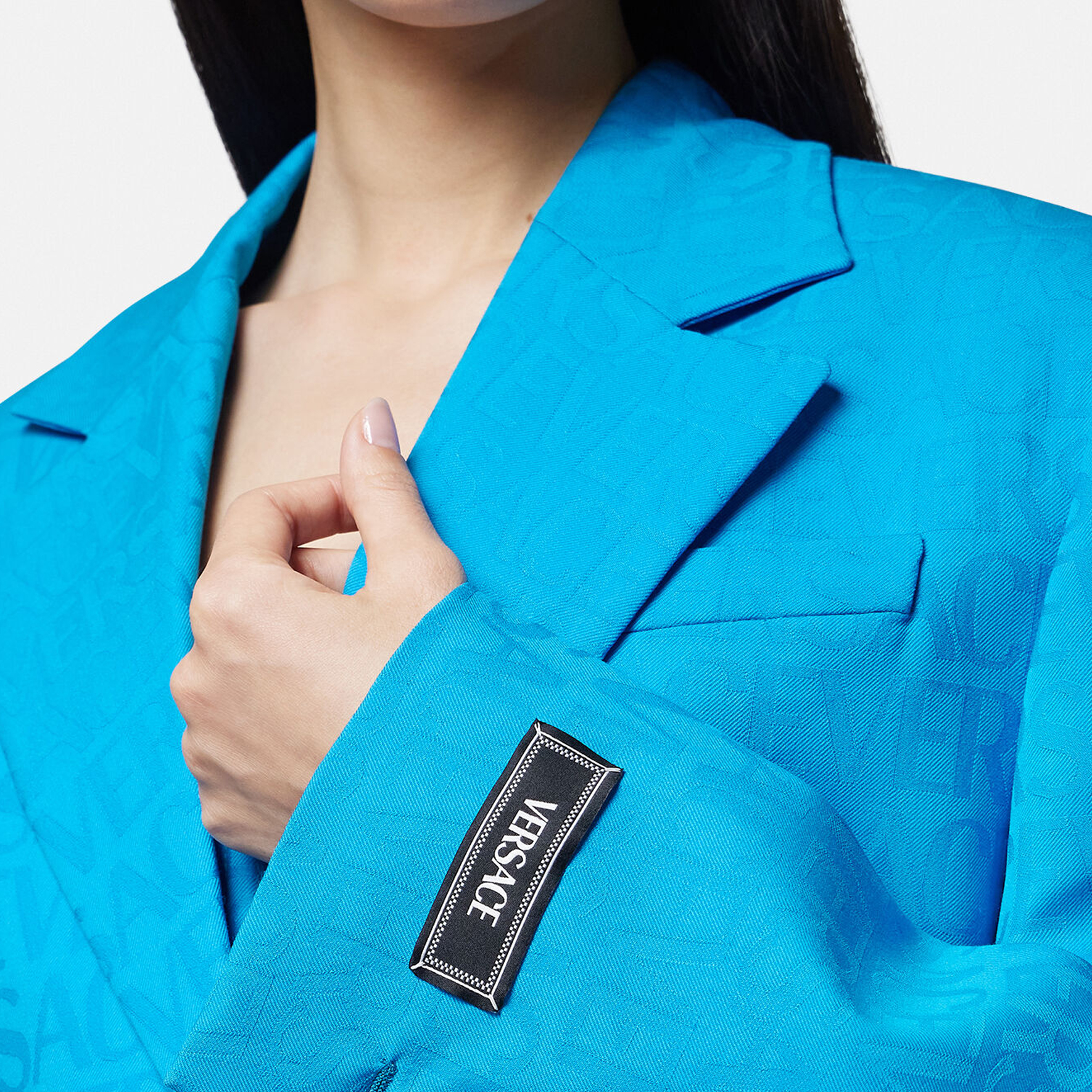 Details for (W) 베르사체 SS23 모노그램 싱글 브레스트 블레이저 블루 1011286-1A08198-1VB70