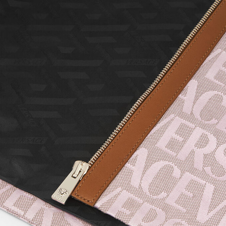 Details for (Women) VERSACE SS23 Pink Sleeveless Logo Print Zip Mini Dress for Women. 1011540-1A08206-2PL50