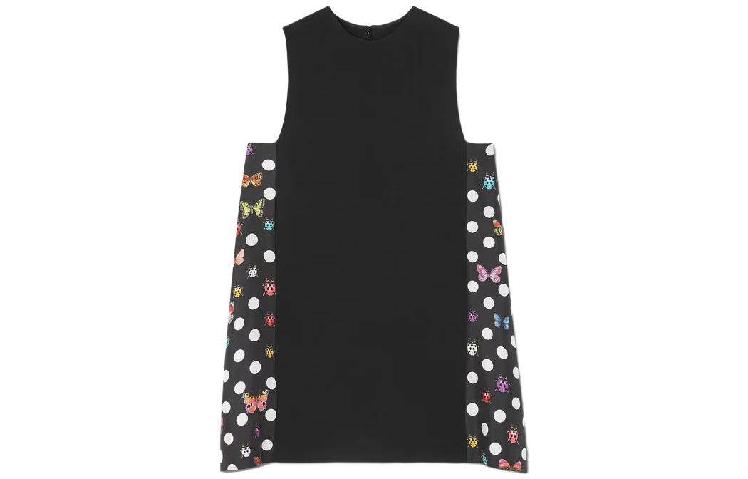 (Women) VERSACE SS23 Polka Dot Butterfly Print Sleeveless Dress Women’s Black 1011635-1A08561-5B020