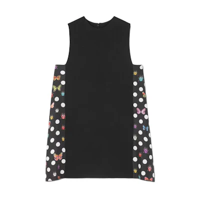 (Women) VERSACE SS23 Polka Dot Butterfly Print Sleeveless Dress Women’s Black 1011635-1A08561-5B020