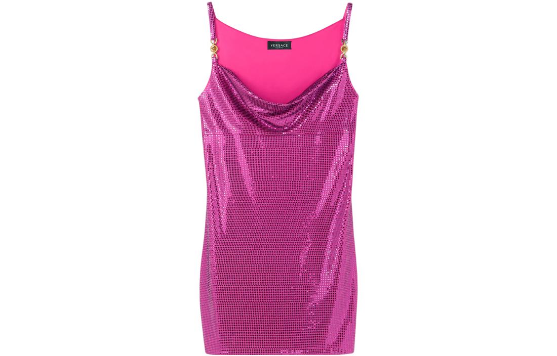 Order (Women) VERSACE SS23 Purple Sequined Draped Sleeveless Mini Dress for Women 1009192-1A00572-1PF00
