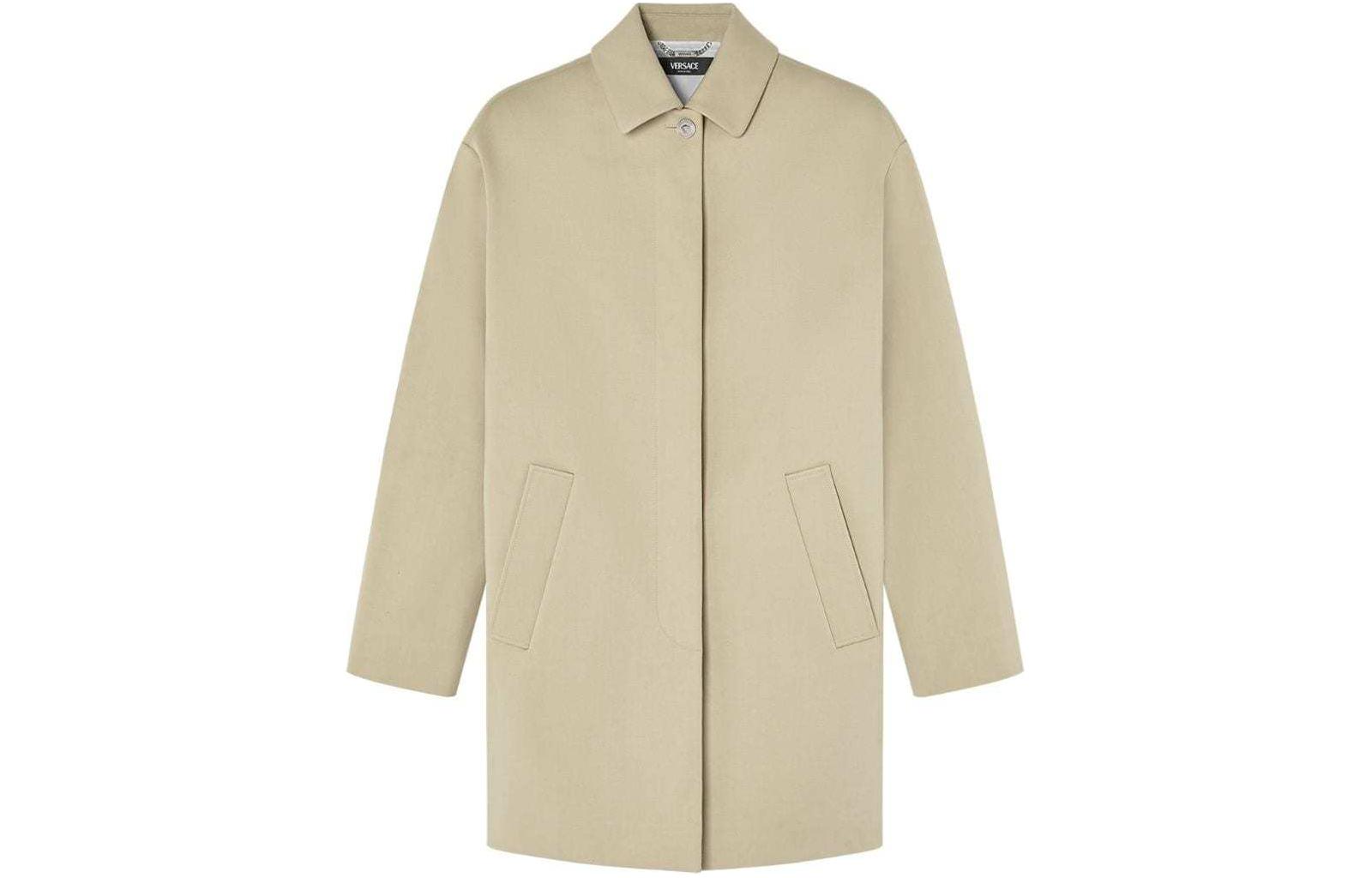 (Women) VERSACE SS24  Beige Single-Breasted Long Sleeve Coat. 1015077-1A10770-1KD40