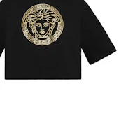 Cheap (W) VERSACE SS24 黑色短袖Logo印花短版上衣T恤。 1014275-1A11608-2B150