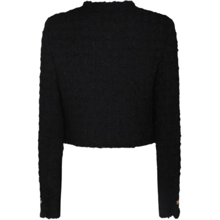 (Women) VERSACE SS24  Solid Color Cropped Button-Up Jacket Black 1015744-1A10096-1B000 圖 3