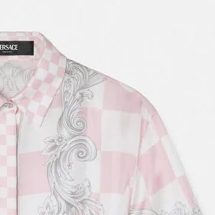 Sizing (W) VERSACE SS24 粉色格紋方領短袖迷你連衣裙 女款 1015458-1A10739-5X490