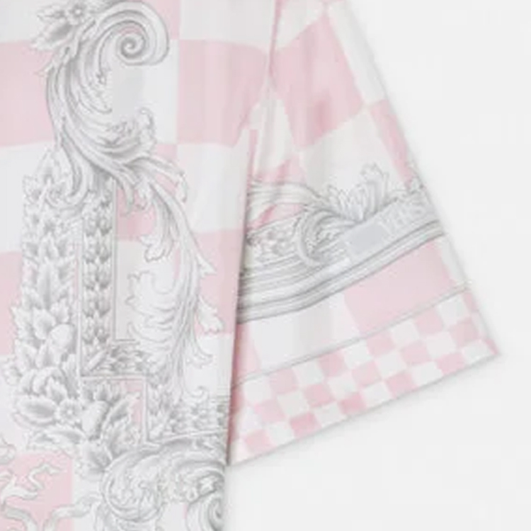 Cheap (W) VERSACE SS24 粉色格紋方領短袖迷你連衣裙 女款 1015458-1A10739-5X490