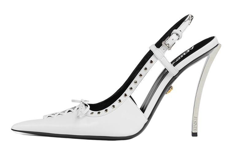 (Women) Versace Studded Pointed-Toe Stiletto High Heels 'White' 1008205-1A06446_1W00P
