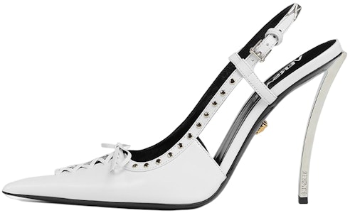 (W) Versace Tacones Altos de Aguja con Tachuelas Punta Fina 'Blanco' 1008205-1A06446_1W00P Buy (W) Versace Tacones Altos de Aguja con Tachuelas Punta Fina 'Blanco' 1008205-1A06446_1W00P