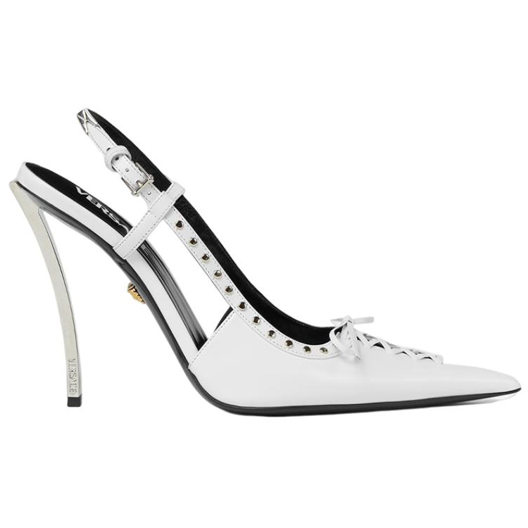 Order (W) Versace Tumit Tinggi Hujung Runcing 'Putih' 1008205-1A06446_1W00P