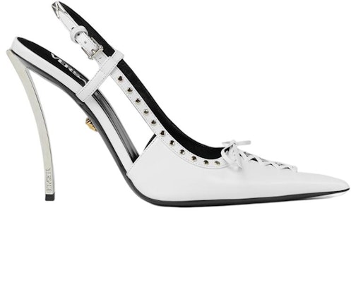 (Women) Versace Studded Pointed-Toe Stiletto High Heels 'White' 1008205-1A06446_1W00P Order (Women) Versace Studded Pointed-Toe Stiletto High Heels 'White' 1008205-1A06446_1W00P