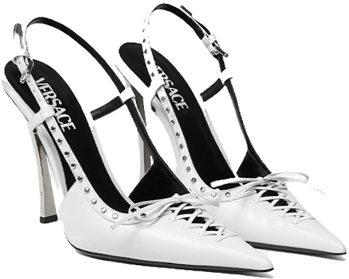 (Women) Versace Studded Pointed-Toe Stiletto High Heels 'White' 1008205-1A06446_1W00P Lookbook (Women) Versace Studded Pointed-Toe Stiletto High Heels 'White' 1008205-1A06446_1W00P