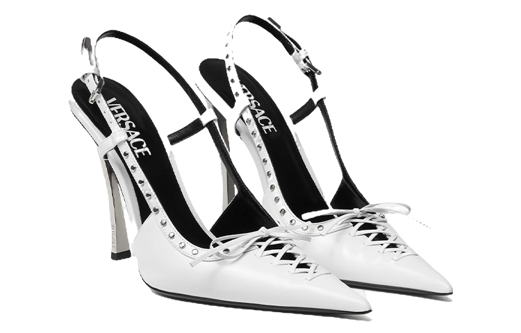Lookbook (W) Versace Hak Tinggi Runcing Berpaku 'Putih' 1008205-1A06446_1W00P