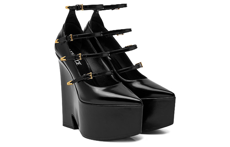 Order (W) Versace Tempest Tacones Plataforma Hebilla Negro 1009469-DVT51_1B00V
