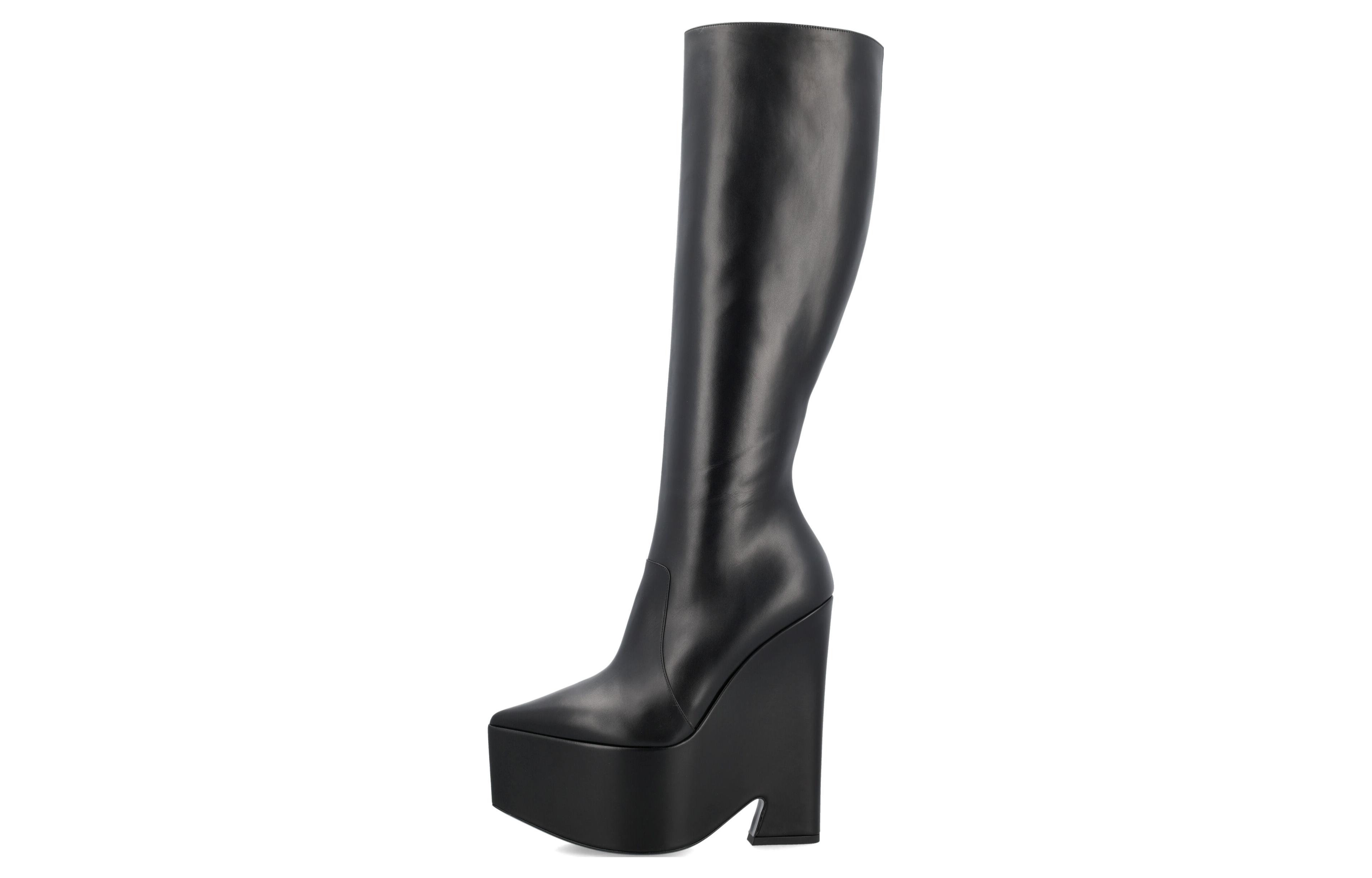 (W) Versace Tempest Leather Zip Platform Boots 'Black'