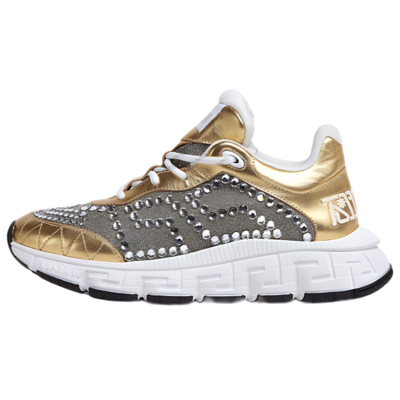 (W) Versace Trigreca 'Gold Crystal Studs'