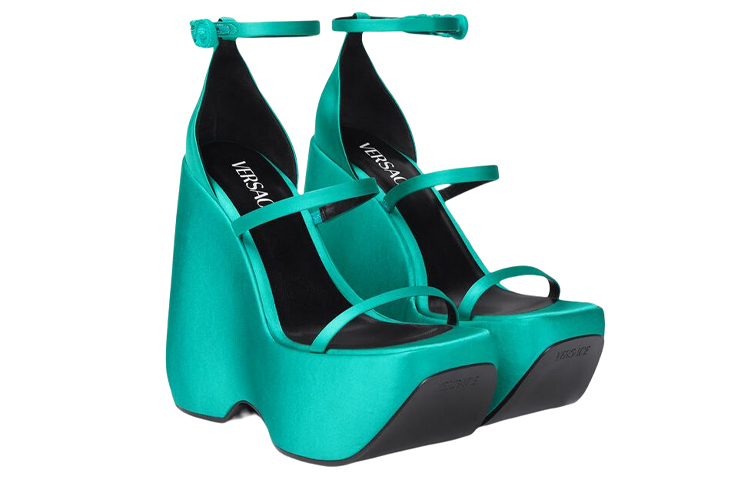 Order VERSACE 范思哲 Triplatform 坡跟涼鞋 女款 藍綠色