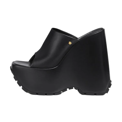 (W) Versace Triplatform Leather Mule 'Black'