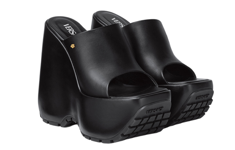 Order (W) Versace Triplatform Mule de Cuero 'Negro' 1004671-DVT2P_1B00V