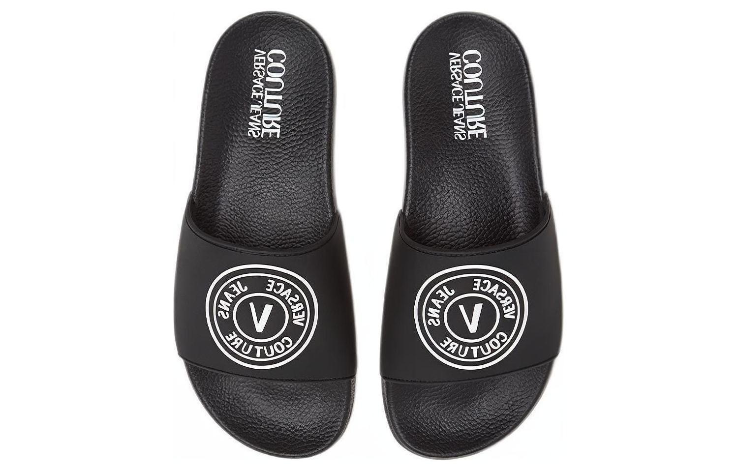 (W) Versace V-Emblem Rubber Slide 'Black' 圖 4
