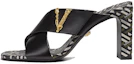 Buy VERSACE 范思哲 Virtus La Greca 印花皮穆勒高跟鞋 女款 黑色