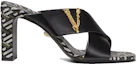 Order VERSACE 范思哲 Virtus La Greca 印花皮穆勒高跟鞋 女款 黑色