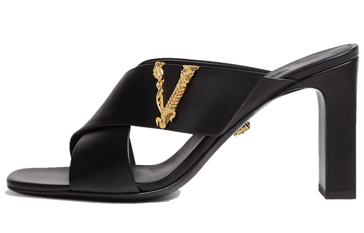 (W) Versace Virtus Leather Mule 'Black'
